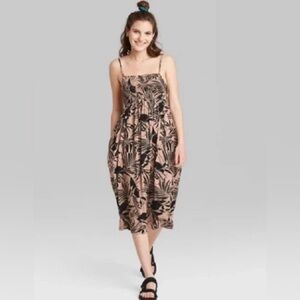 Wild Fable Black and Tan Leaf Print Maxi Dress